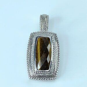 JR9046 Judith Ripka Tiger Eye Pendant Enhancer In Sterling 11.3g